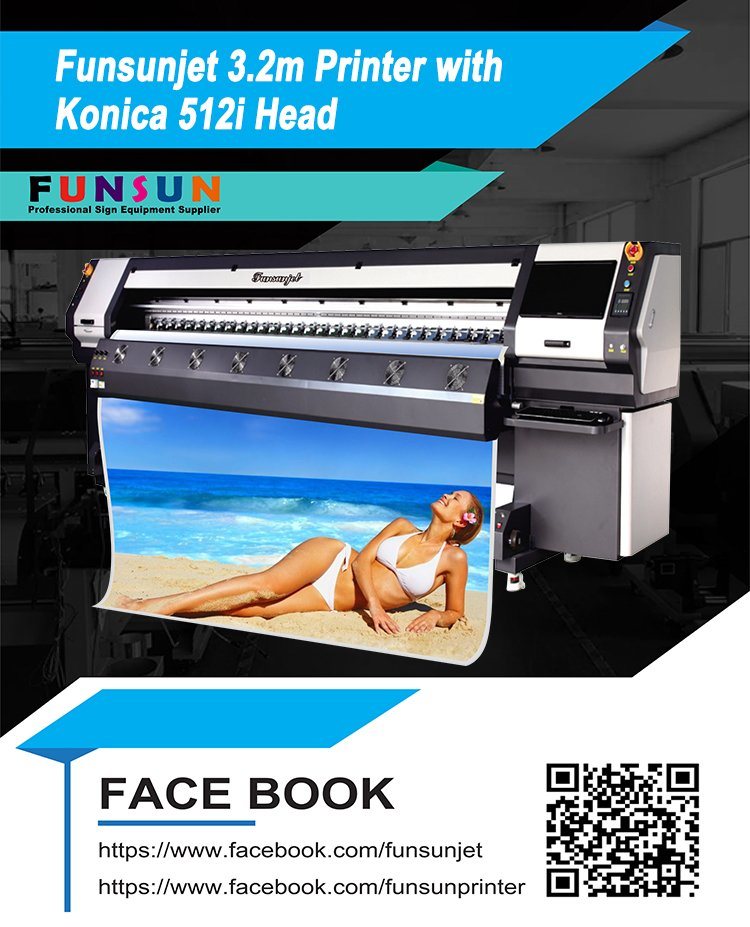 Funsunjet Fs-3208K Digital Solvent Large Format Printer (3.2m, KONICA 512I heads, 240sqm/h)