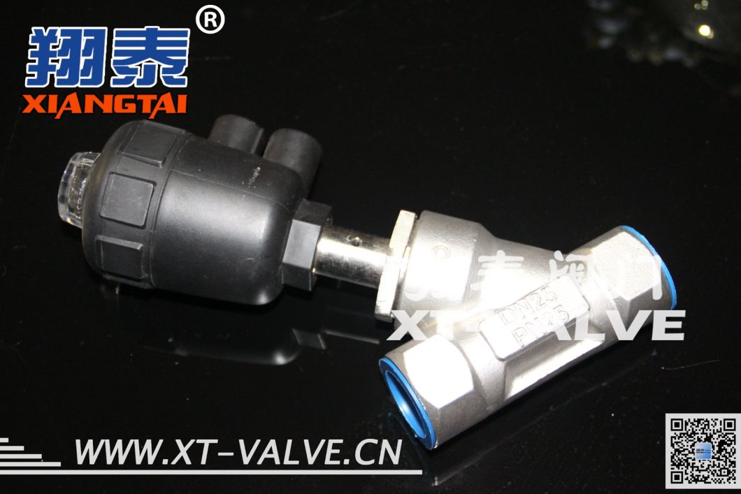 Stainless Steel Pneumatic Angle Seat Valve Plastic Head