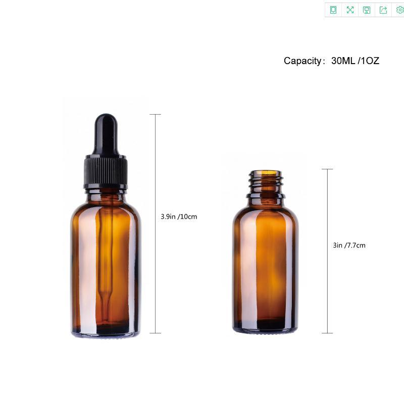 60ml Empty 2 Oz Amber Glass Liquid Reagent Pipette Bottles W/ Glass Eye Dropper for Aromatherapy Lab Chemical Essential Oils