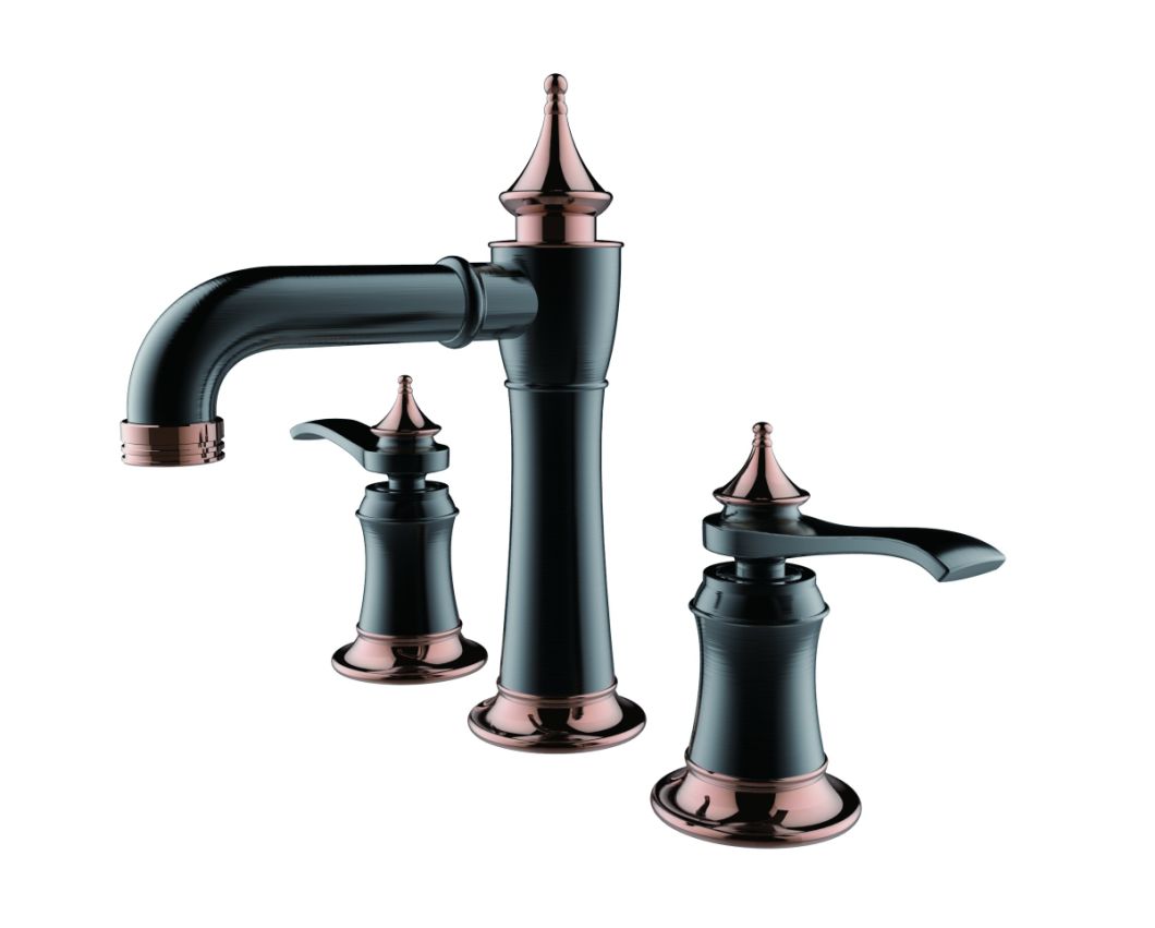 High-End Luxury Copper Bathroom Cabinet Double Tap Brass Bathroom Faucet