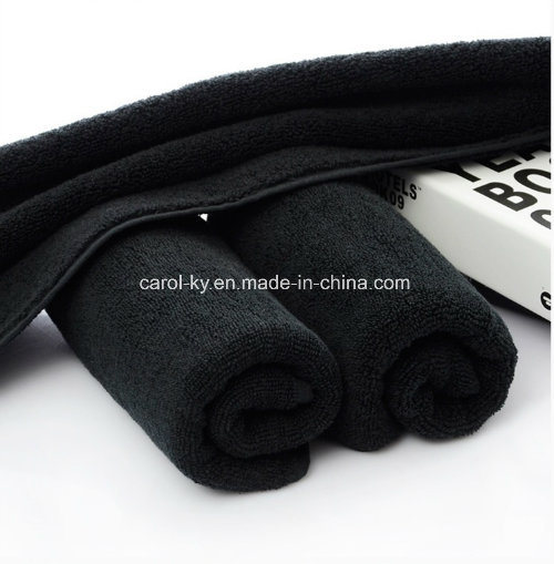 Black Color Cotton Plain Double Loop Hand Towel