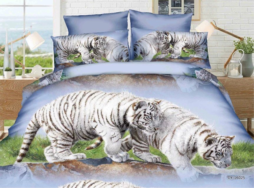 Cheap Animal Printed Cotton Bedding Set Various Designs (tiger, lion)