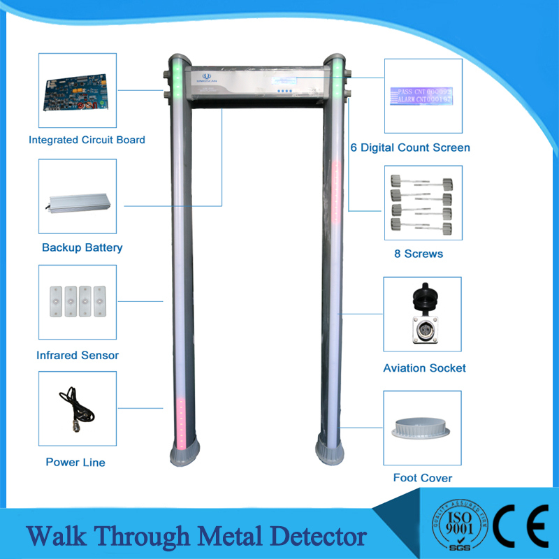 Airport Metal Detectors Waterproof 6/12/18 Zones Walk Through Metal Detector