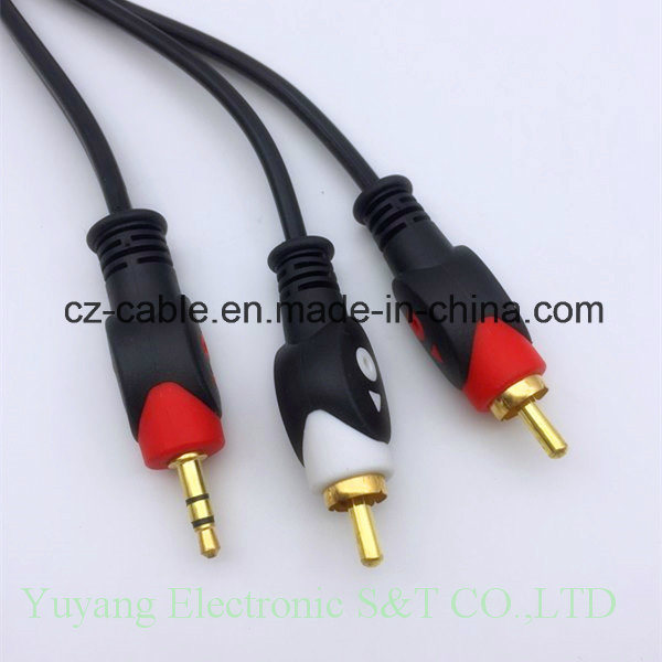 2RCA/2r Plug/Jack to 3.5mm/3.5 Stereo Plug AV/TV/DVD/VCD/Video/Audio/Media Cable (2R-3.5)