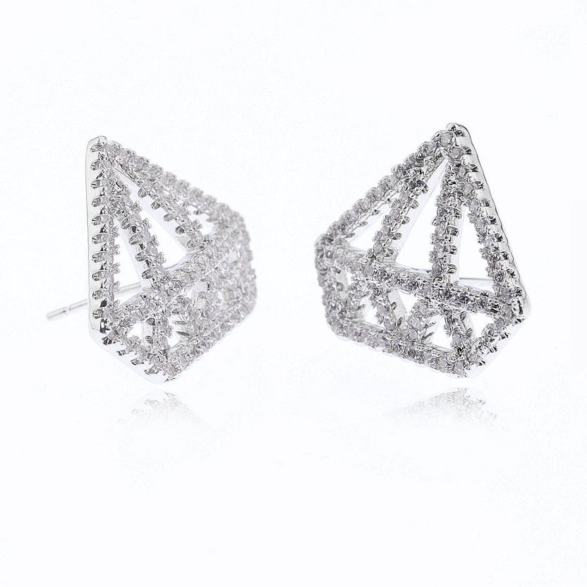 Diamond Shape Micro Pave CZ Earring Custom Party Jewelry