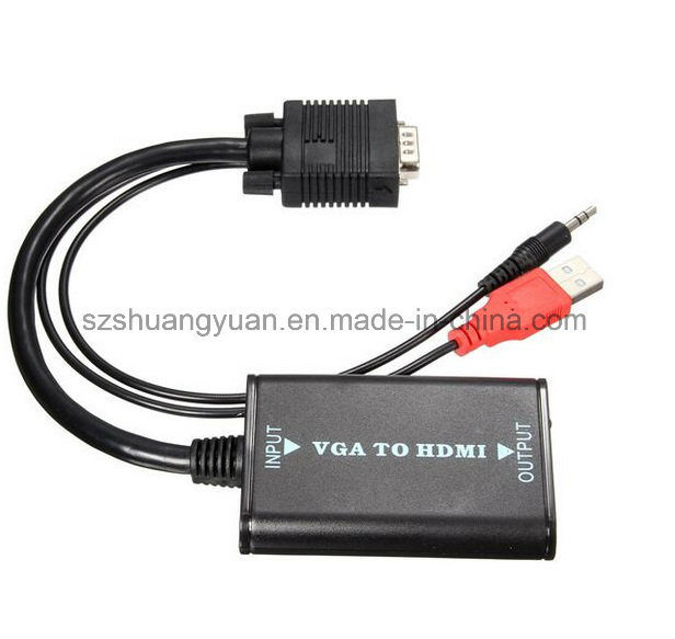 VGA to HDMI Cable with USB Power 3.5mm Audio up to 1080P