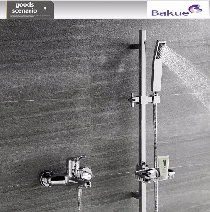 Wall Mounted Luxury Fixed Multi Shower Set with Stainless Steel Sliding Bar