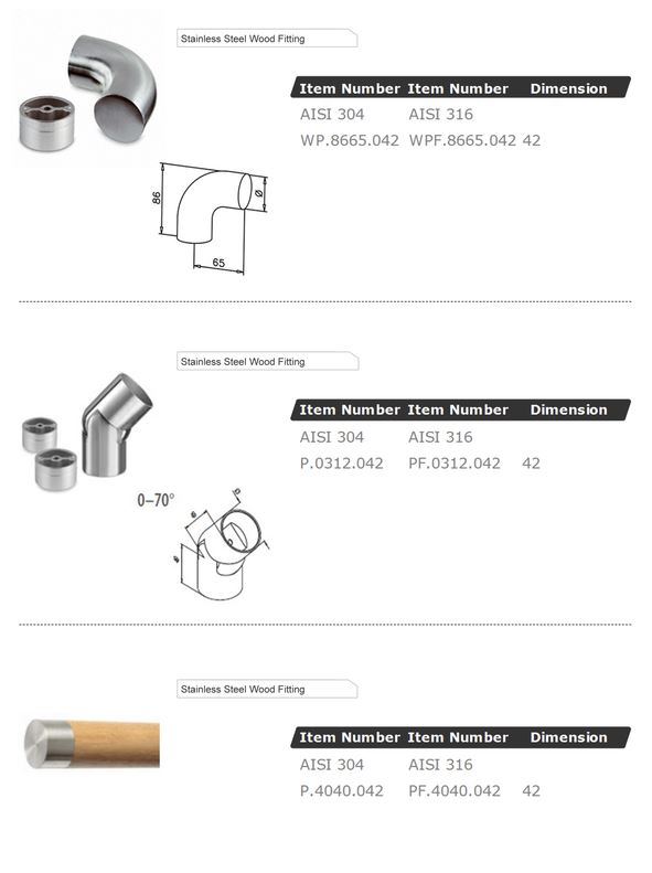 Railing Fitting / Stainless Steel Wood Fitting / Adapter for Wooden Handrail/Fittings