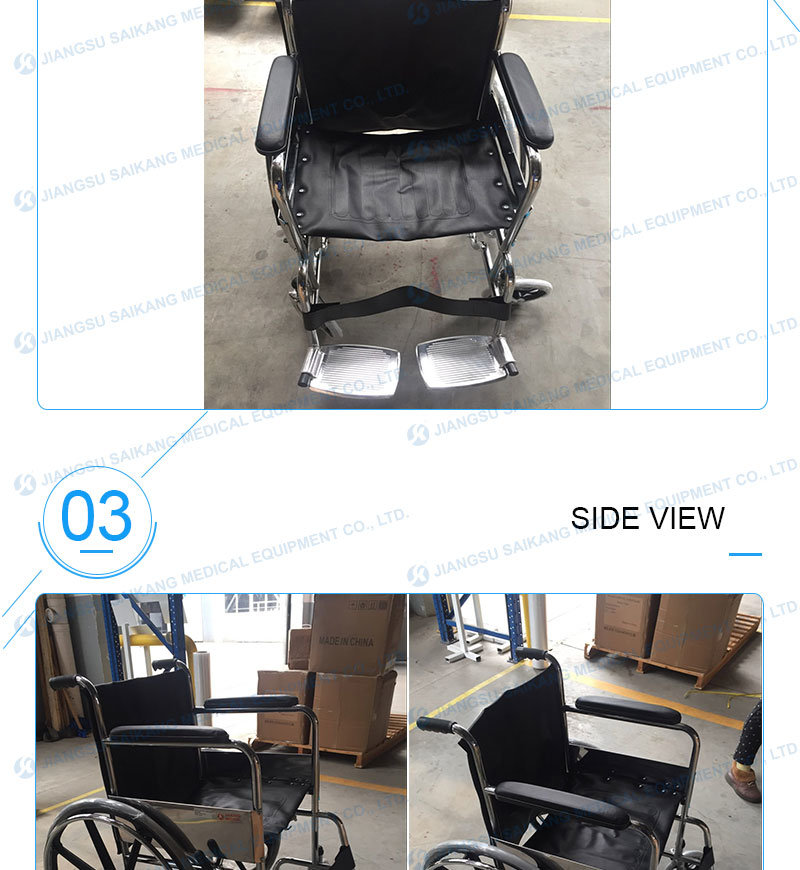 China Supplier Comfortable Chromed Steel Wheelchair