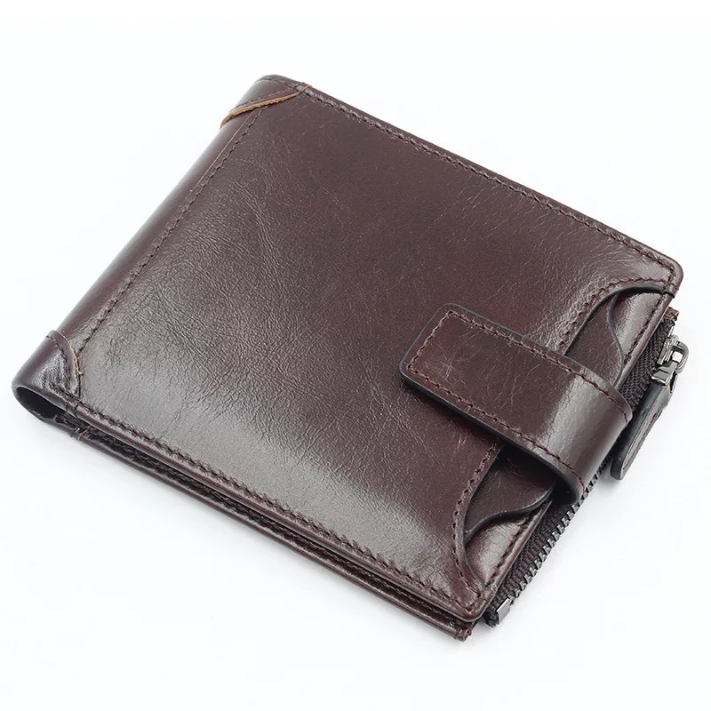 Premium Retro Credit Card Wallet Cow Leather Men Wallet with Zipper