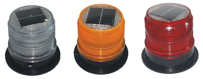 Solar Powered LED Strobe Warning Beacon Light