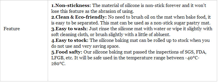 Anti-Slip Silicone Baking Mat for Non-Stick Silicone Fabric Baking Lier