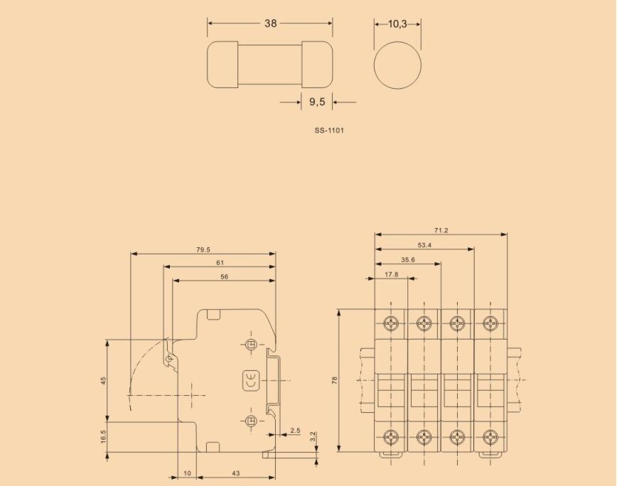 High Quality 1p Factory Price Fuse Box Ceramic DC Fuse