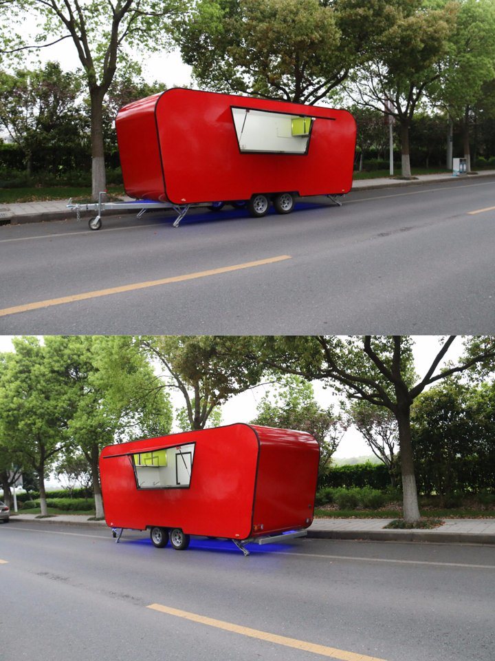 Fiberglass Food Caravan Coffee Cart with Ice Cream Machine