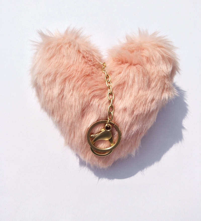 Big Size Pink Heart Pompom Bag Accessory and Key Chain