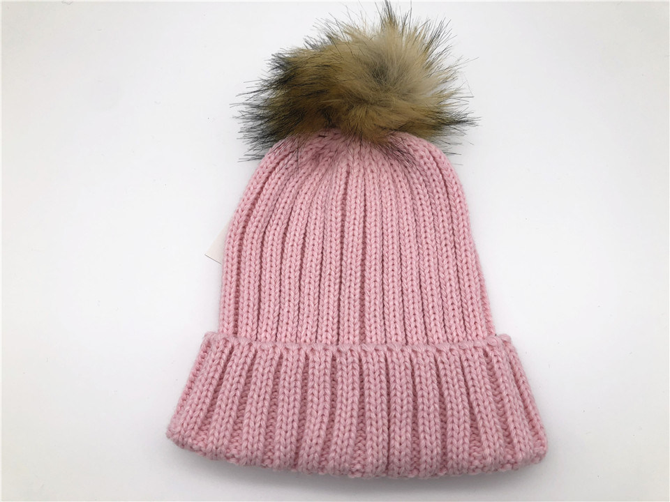 2018 High Quality Winter Pink Color Warm Knitting Hat Beanie Cap