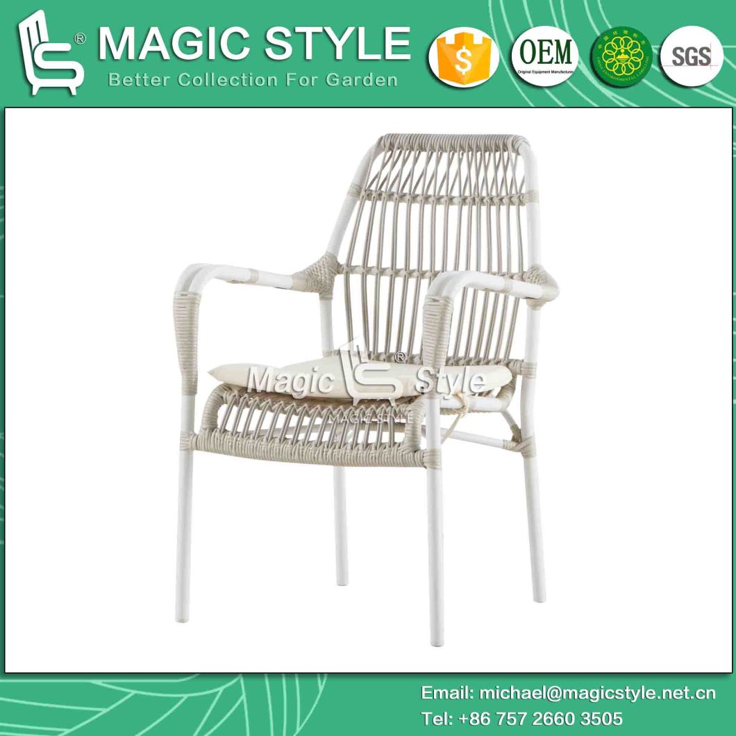 Outdoor Wicker Dining Set with Cushion Garden Dining Chair Patio Stackable Chair Rattan Dining Table Special Weaving Dining Chair