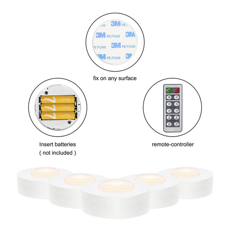 6 Packed Battery Powered LED Under Cabinet Lighting for Kitchen Night Lamp