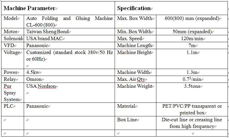 Automatic CL-800 Crash Lock Bottom plastic packaging machinery or Folder Gluer