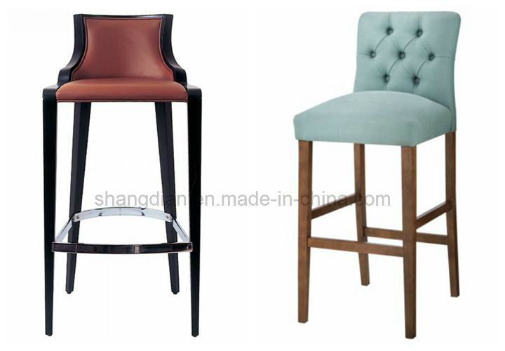 Barstool Gray Fabric, Restaurant Furniture High Bar Chair Wood (KL S05)