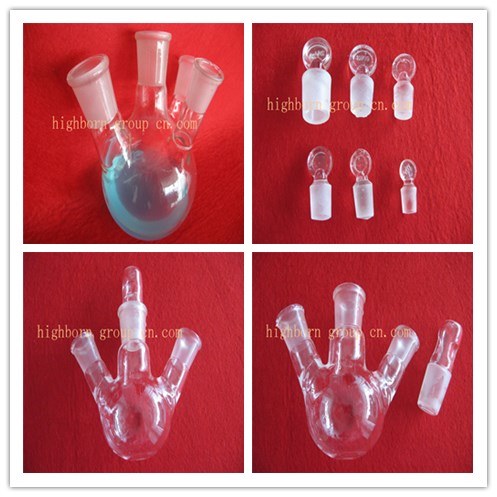 Clear Round Bottom 3 Necks Glass Flask