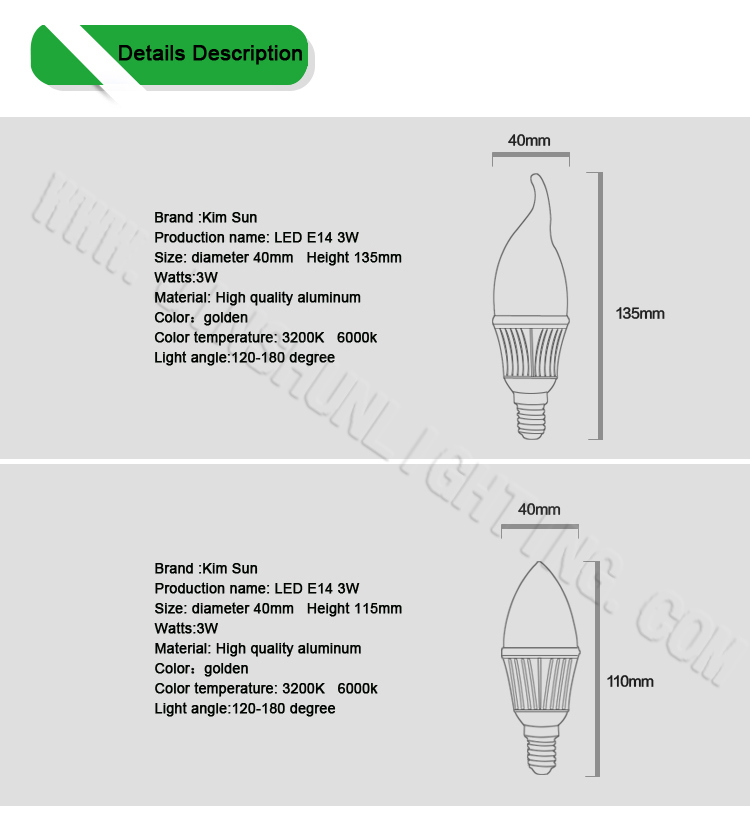 C37 3W/4W/5W/7W LED Candle Lighting Bulb E14 E27