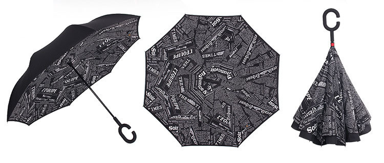 Windproof Reverse Umbrella Folding Double Layer Inverted Rain Women Self Stand Guarda Sol Sunny and Rainy Parasol