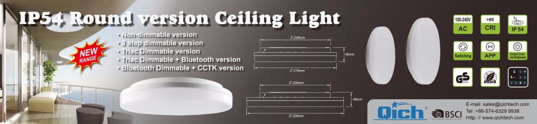 18W GS CB Ce Approved Round IP54 Waterproof LED Ceiling Light