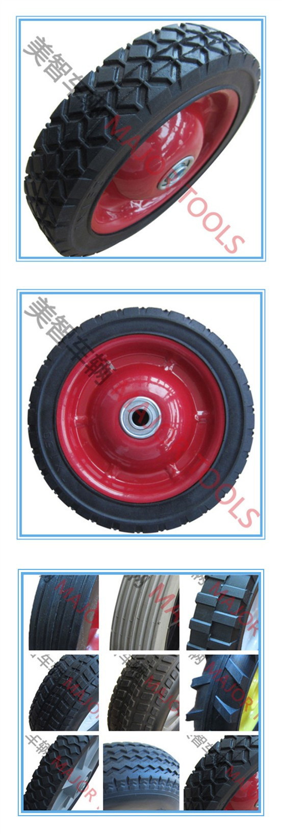 6/7/8/10inch High Standard Rubber Semi-Pneumatic Wheelbarrow Wheel