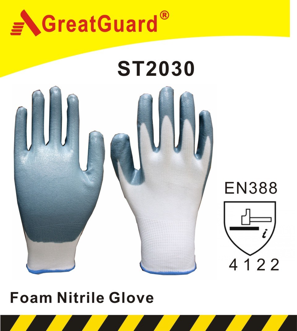 Foam Nitrile Safety Work Glove for Gardening Use
