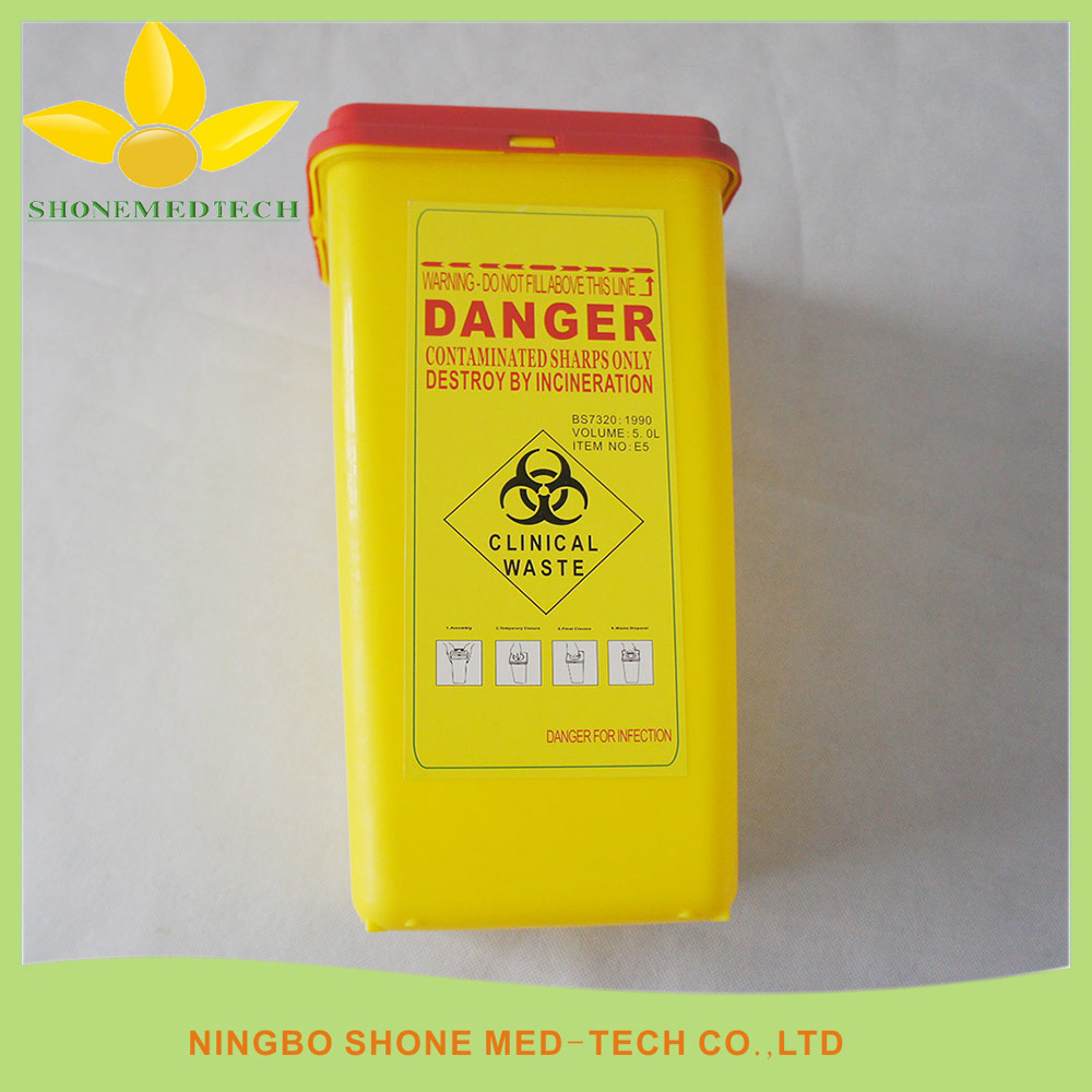 3L 5L 8L 10L Square Medical Waste Container with Shake Hand
