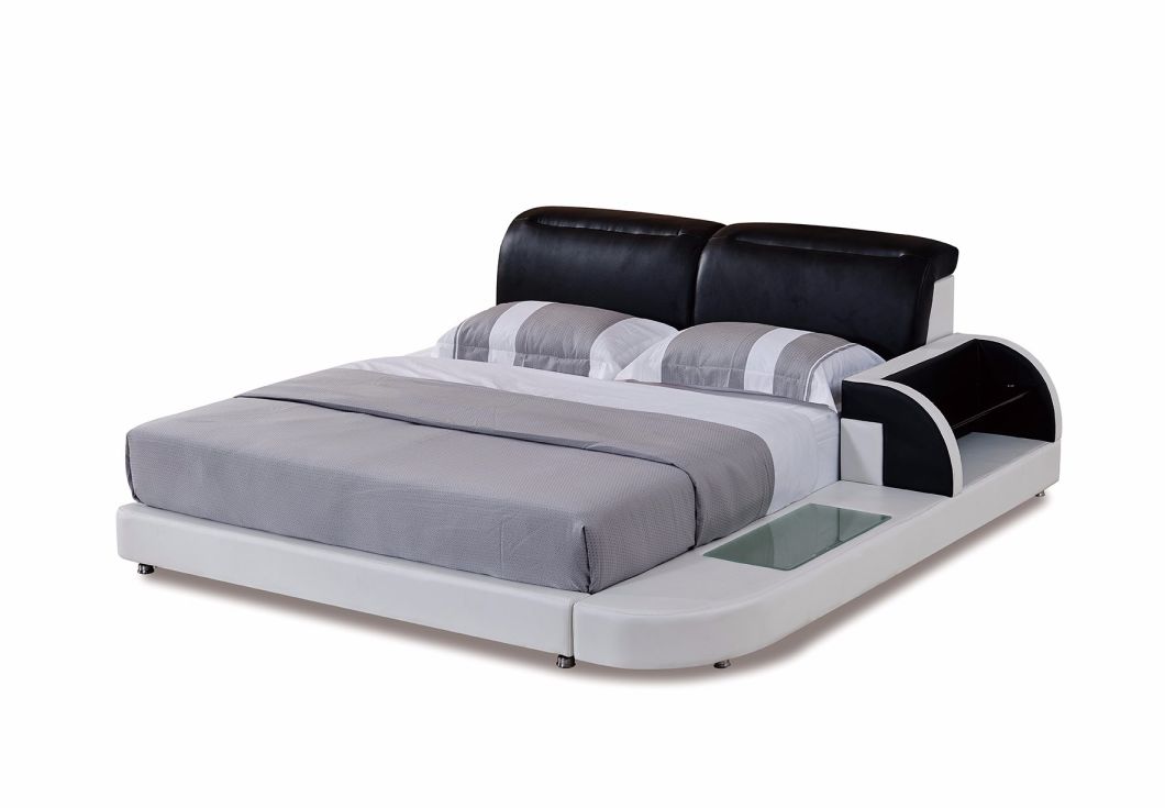 European Popular Furniture Adjustable Backrest Leather Bed
