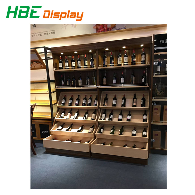 High Classic Wall Type Wood Wine Display Cabinet