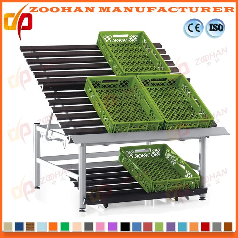 Supermarket Stainless Fruit and Vegetables Rack Slanted Display Stand (Zhv50)