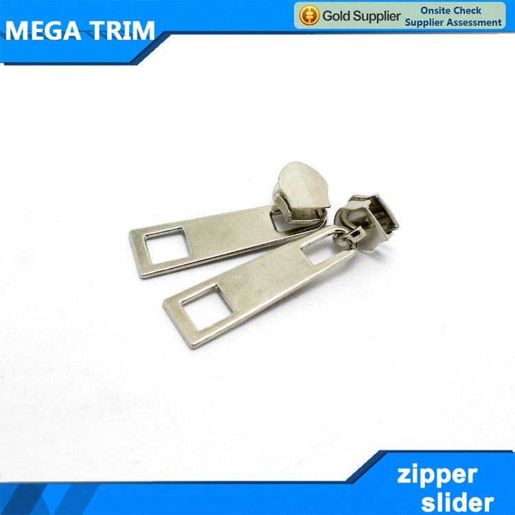 Silver Zipper Slider and Trapezoid Square Hole Puller