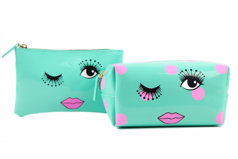 2018 Hot Best Sale Patent PVC Cosmetic Bag Makeup Bag Dots Lips Printed
