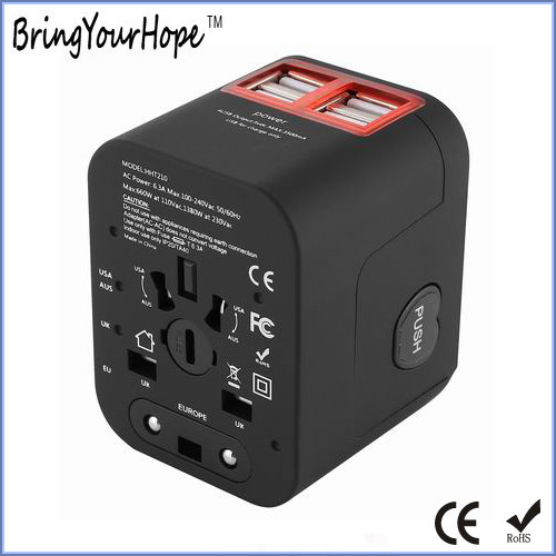 UK/Au/Us/EU Travel Power Plug with 4 USB Ports (XH-UC-014)