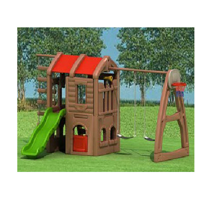 Kids Outdoor Playground Plastic Playhouse with Slide and Swing