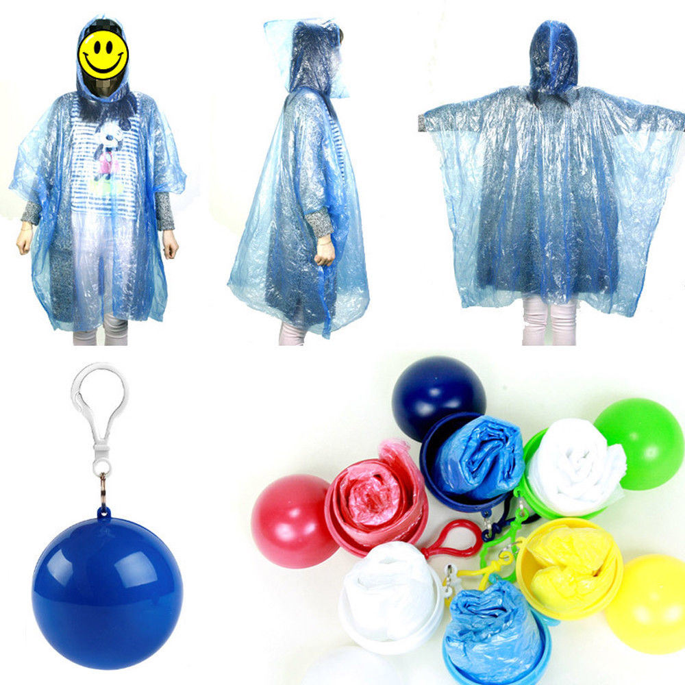 PE Disposable Raincoat Ball with Keyring