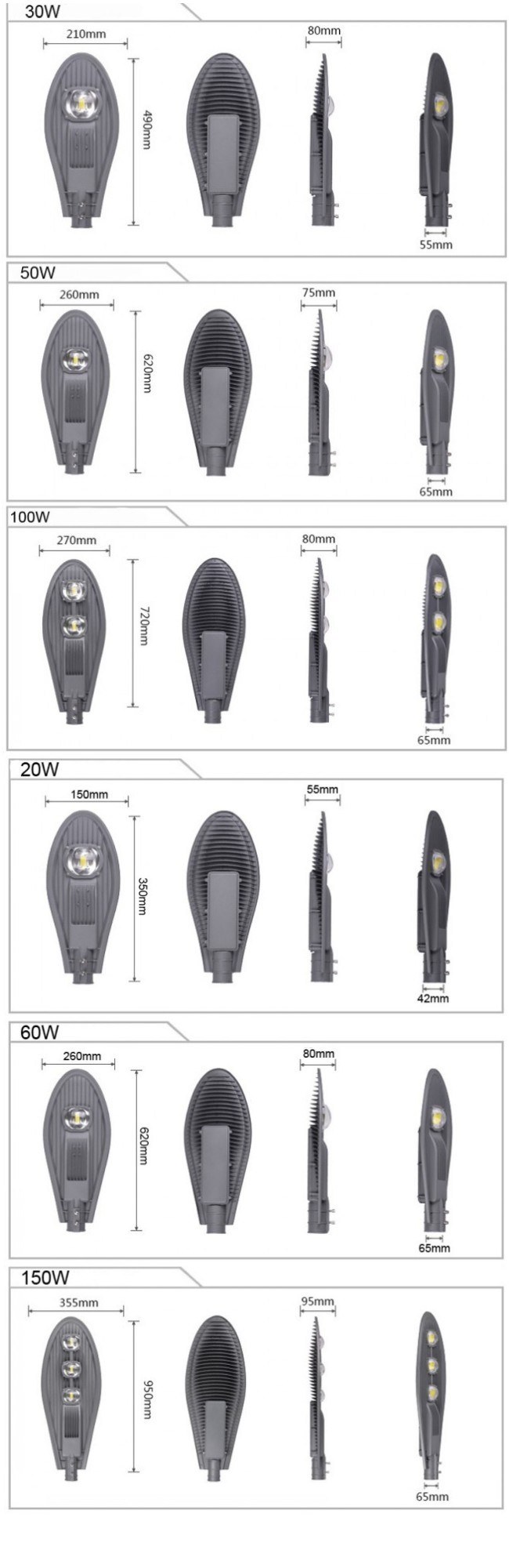 LED Street Light with High Power High Lummen