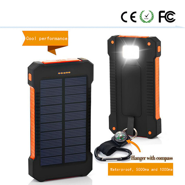 Three Proofing Solar Mobile Power Supply with LED Lights 5000-20000mAh