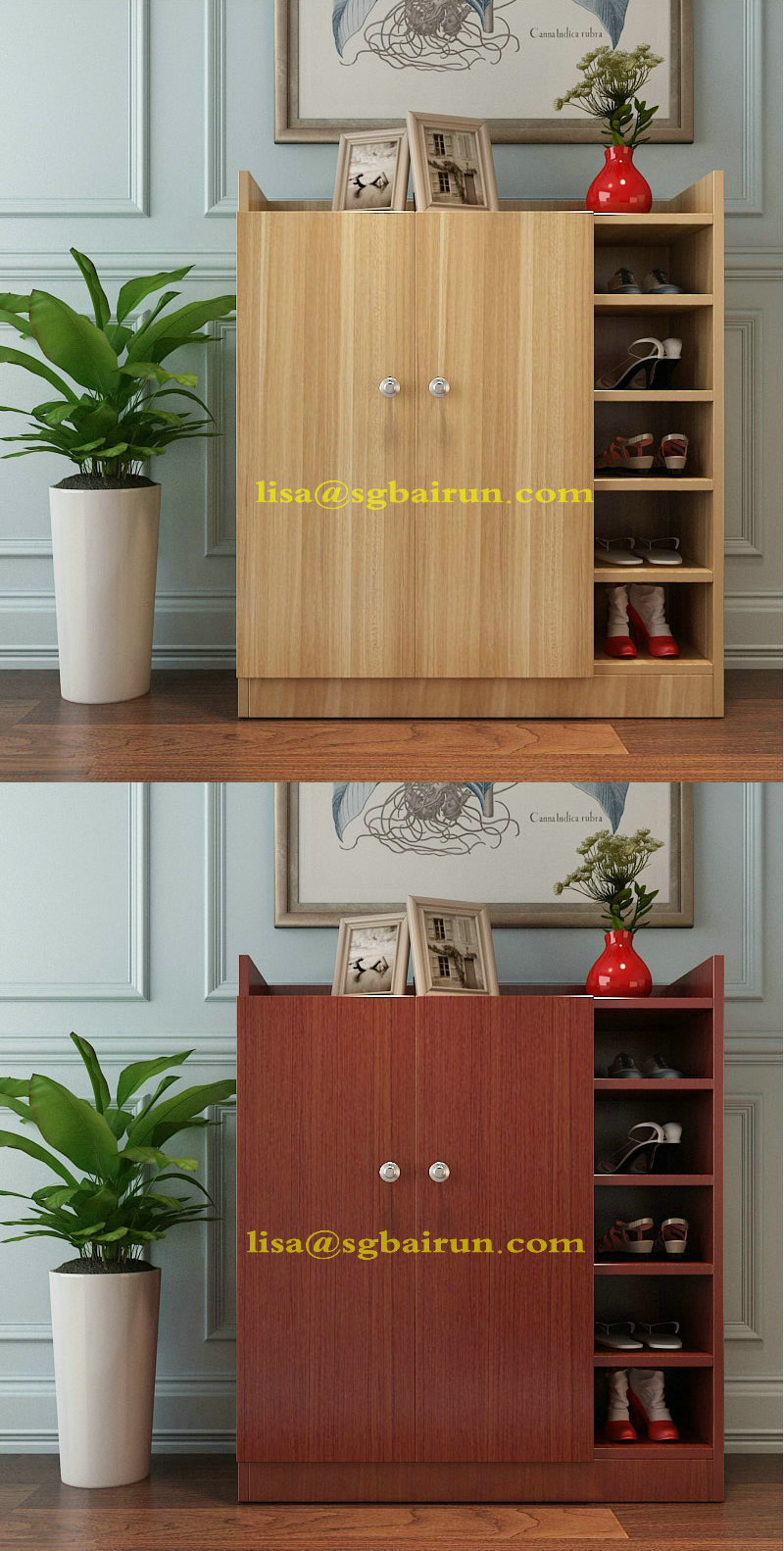 Wooden Melamine Board MFC Rotating Shoes Rack & Cabinet