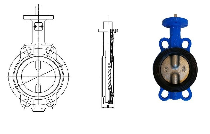 Industrial Double Shaft Soft Seat Wafer Butterfly Valve