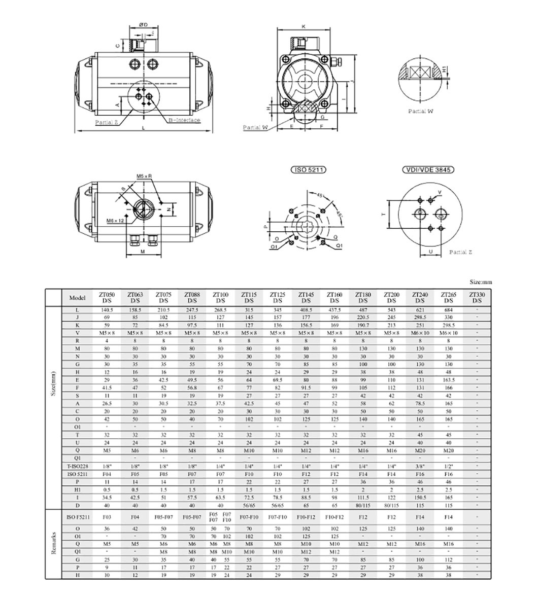 Pneumatic Actuator with Double Acting