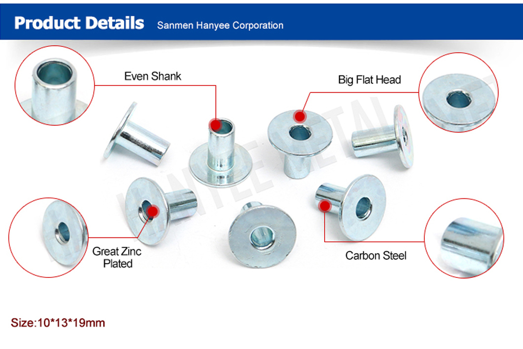 Custom-Made White Blue Zinc Plated Brake Lining Rivet