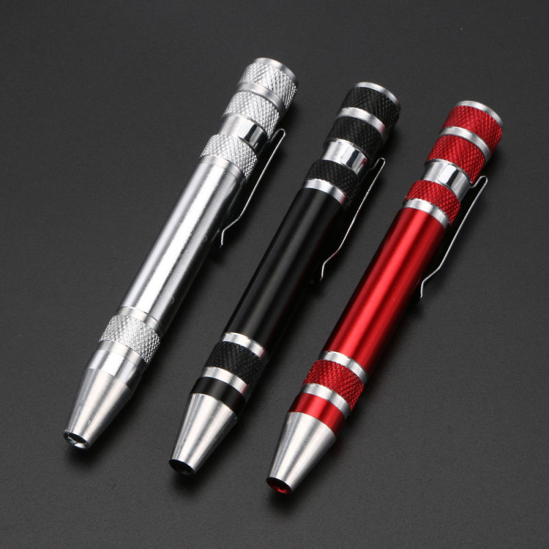 Portable 8PC Aluminium Alloy Precision Screwdriver Pen Tool