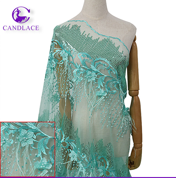 High Quality Beaded Embroidered Mesh Net Fabric