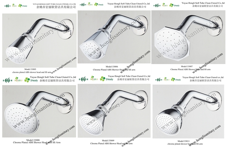 33012 Chrome Plated Shower Head with Stainless Steel Arm