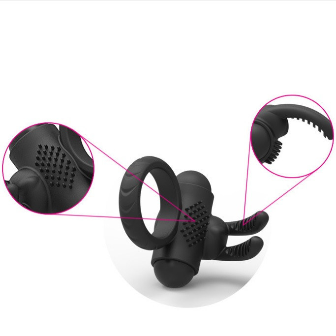 Silicone Soft Rabbit Massager Vibrating Penis Cock Ring Sex Toy for Man