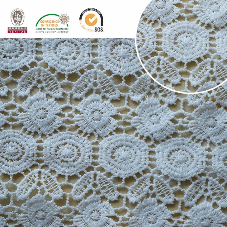 Mesh Embroidery Lace Fabric Melt Polyster with High Quality 2017 E20036